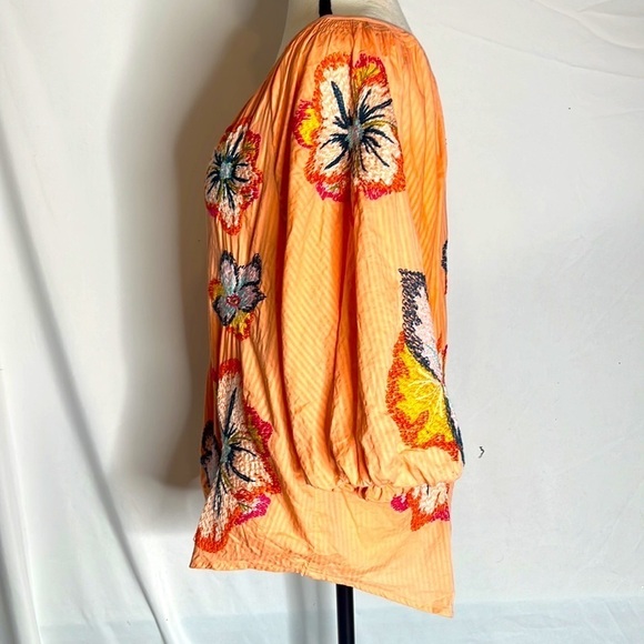 Anthropologie Maeve embroidered peasant blouse in coral - Picture 7 of 7